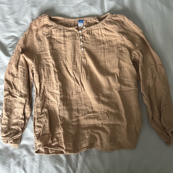 Old Navy Khaki Linen Blouse - Picture 1 of 8